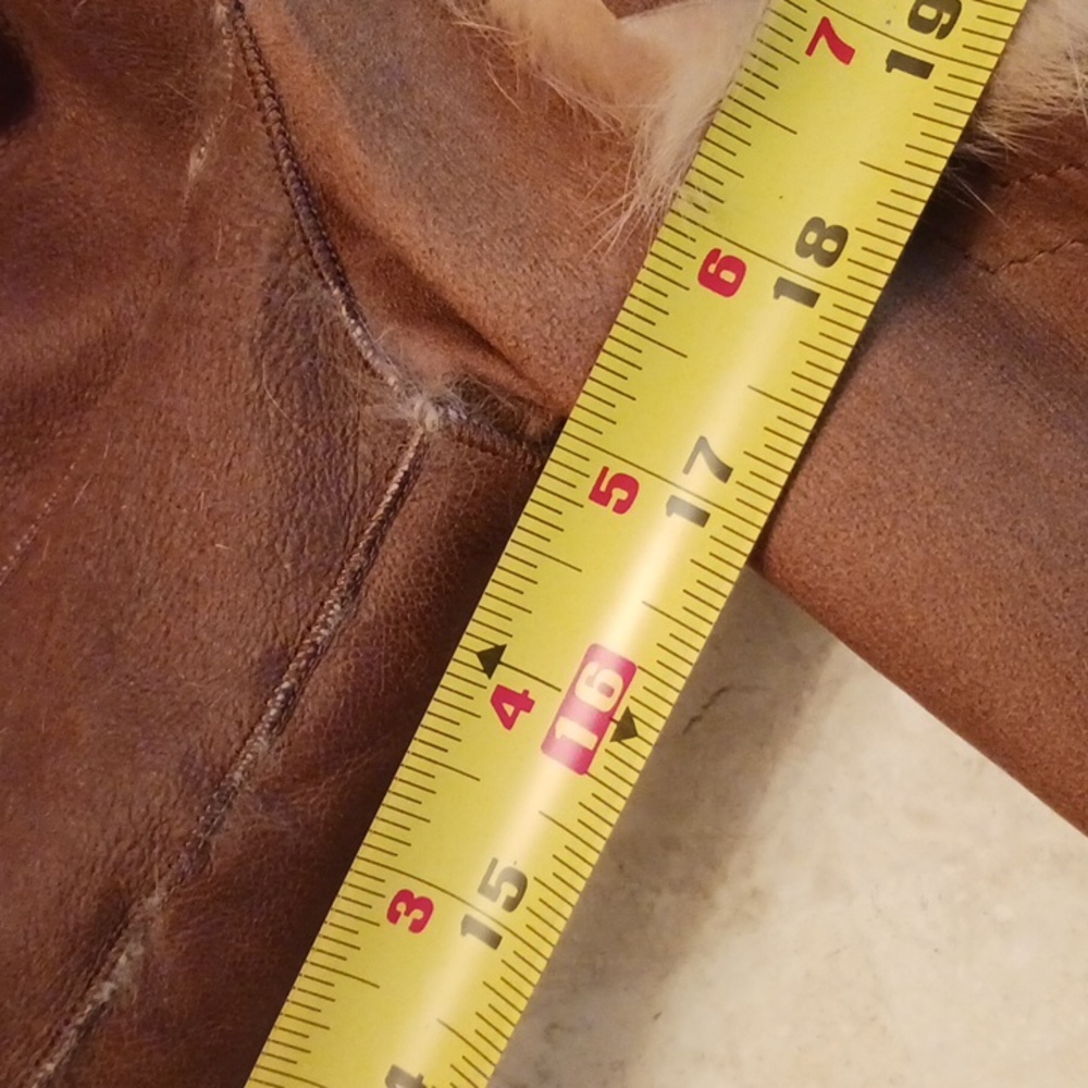 Womens "cache"vintage Leather patch & rabbit fur jacket,NEW, beautiful peice,XS - Picture 15 of 16